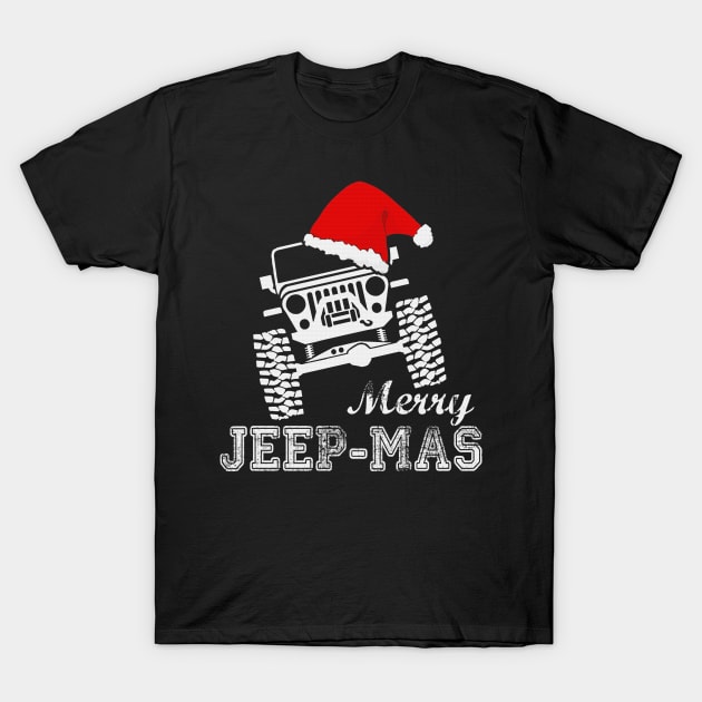 Merry Jeep-mas Merry Christmas Jeep Lover Jeep Christmas Jeep Santa T-Shirt by Liza Canida